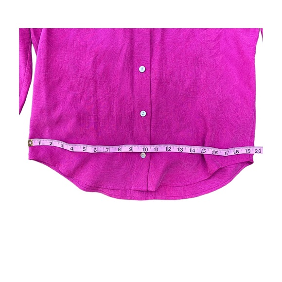Chicos Fuchsia Silk Blouse Vintage Button-Up | Timeless Business Casual Top - Picture 6 of 9